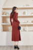 Le Malene 气质枣红色性感镂空连衣裙 19562 商品缩略图4