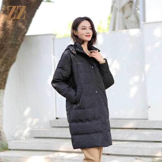 佐尔美冬季新款上新 经典气质带帽90绒黑色羽绒服女E34YY28 商品图1