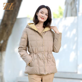 佐尔美冬季新款 双面穿气质连帽90绒面包服羽绒服外套女E34YY02