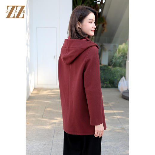 佐尔美冬季新款 简约连帽绵羊毛呢大衣外套女E34ZZ32 商品图4