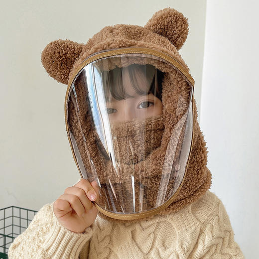 一件顶三件【萌趣可爱！暖暖过冬】儿童帽子防风帽防风面罩一体帽冬季骑车电动车全脸加厚宝宝套头帽，软萌熊耳，防雾镜片。ry 商品图10