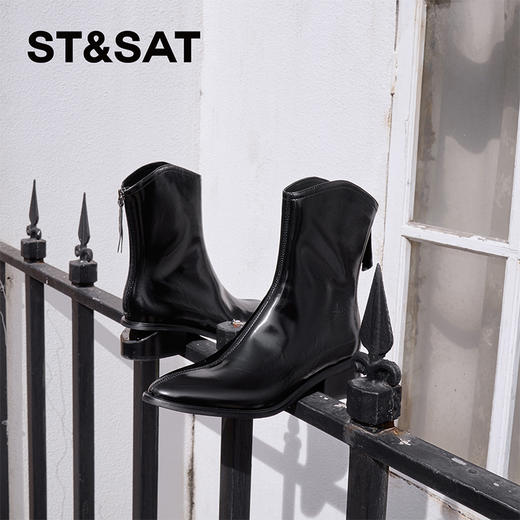 【绒里可选】星期六气质尖头显瘦V口时装靴SSC4116642/SSC4118642 商品图5