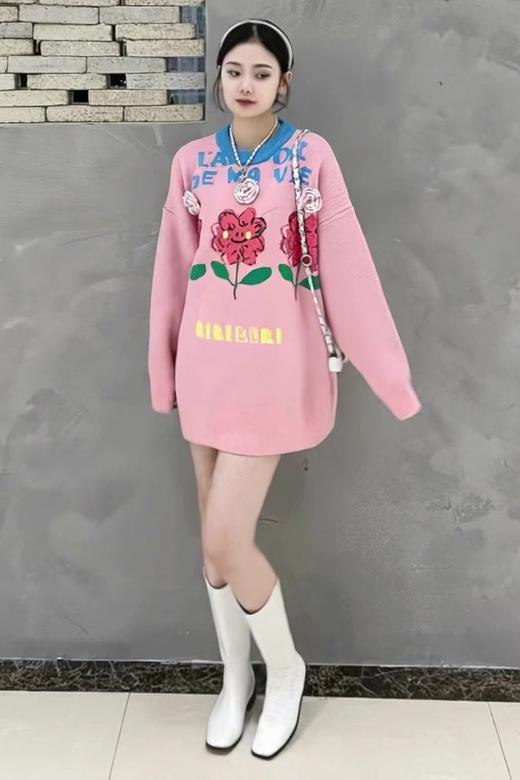 Stay2Weeks 粉蓝拼色花朵图案针织上衣 15074 商品图1