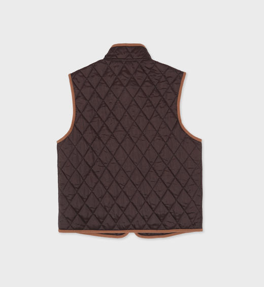 Sporty & Rich - Vendome Quilted Riding Vest - Chocolate/Tan - 女装 - 背心 - 巧克力色/棕褐色 商品图1