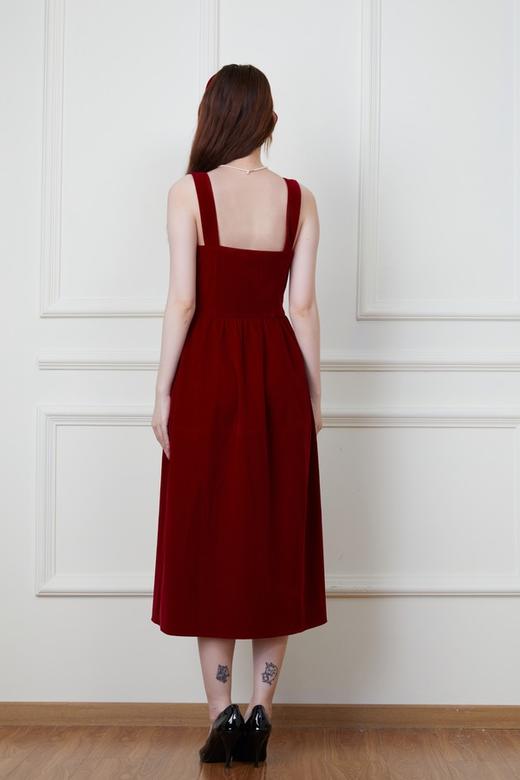 SIA SAYLOR 高级丝绒质地红色背心连衣裙 19580 商品图3