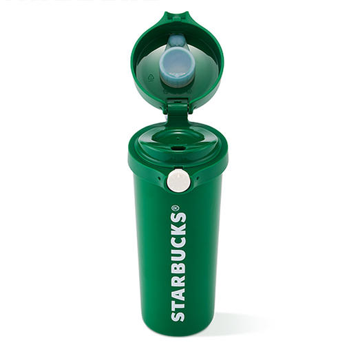 星巴克单手操作不锈钢保温杯绿色473ml 商品图3