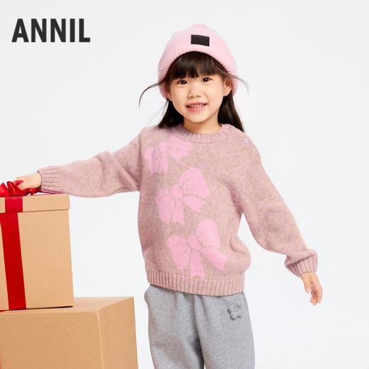 女童甜趣提花保暖毛衣冬季新款安奈儿童装实体店同款XG444598 商品图0