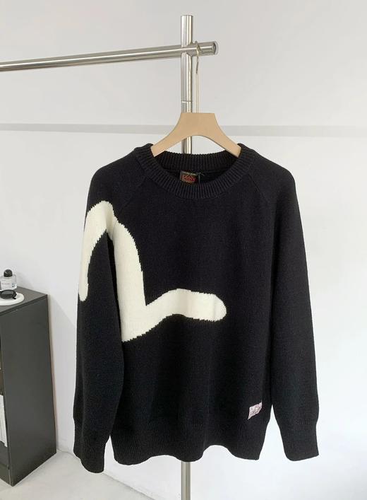 王一博同款联名福神情侣款大M提花羊毛混纺圆领毛衣 商品图3