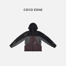 COCO ZONE 复古撞色连帽拉链外套户外休闲上衣CC1C2151