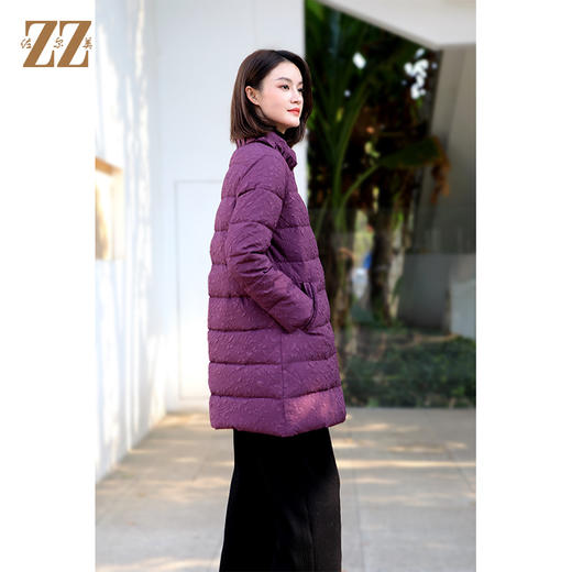佐尔美冬季新款 气质中长款90绒立领碎花羽绒服女E34YY48 商品图1