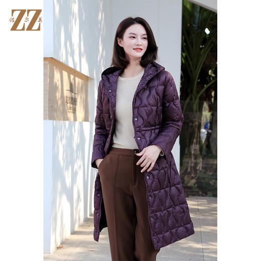 佐尔美冬季新款 双面穿中长款连帽减龄保暖羽绒服女E34YY43 商品图3