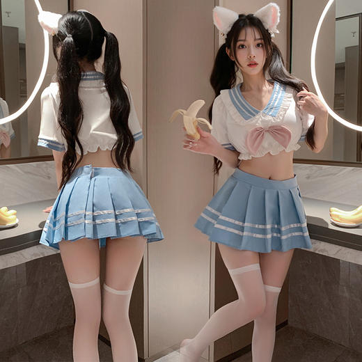 纯爱校花甜美露腰分体装6908 商品图0