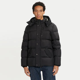 MOOSE KNUCKLES 男士金属驼鹿指节徽标绗缝可拆卸风帽羽绒服 黑色 M34MJ196 292