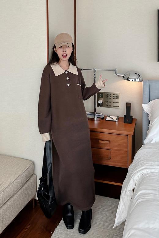 LNNNS 宽松韩版polo领针织连衣裙 19551 商品图3