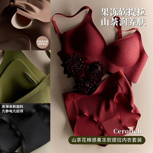 内衣+内裤一整套！冬天穿上不想脱了！~山茶花果冻软提拉内衣套装 商品图0