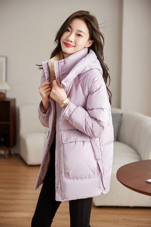 Le Malene 紫色连帽白鸭绒外套 19483 商品图3