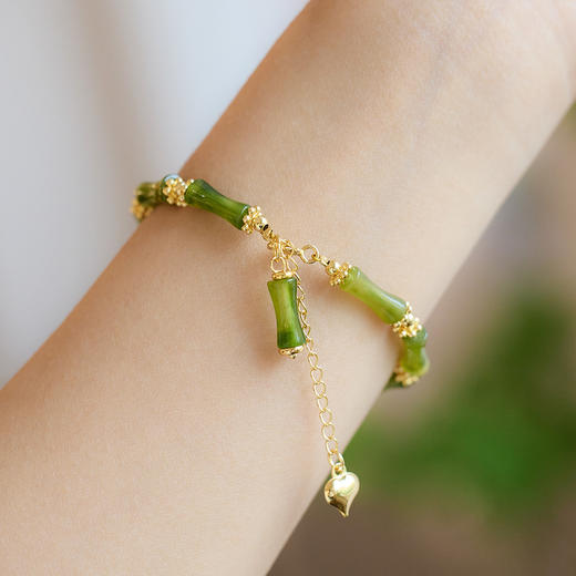 【节节高新中式竹节手链】敦煌青绿山水中式国风祈福竹节手链上岸 商品图2