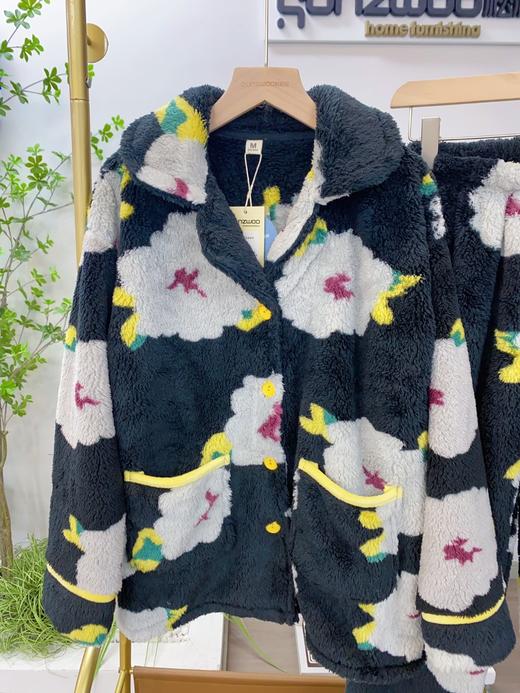 松植屋冬季女款《相融》珊瑚绒加厚长袖睡衣家居服套装 商品图6