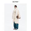 SELFWHO白鸭绒杏色围巾领羽绒服2024冬款保暖宽松中长款圣诞外套 商品缩略图1