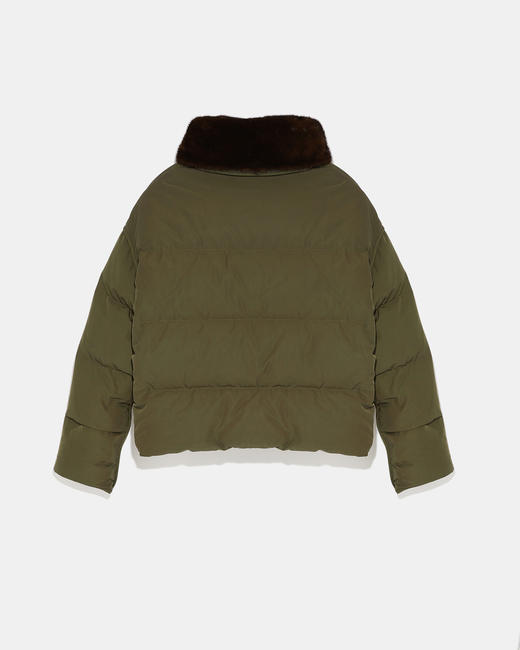Yves Salomon - Down Jacket Technical Fabnc /Mink - Army Green - 女装 - 羽绒服 - 军绿色 商品图2