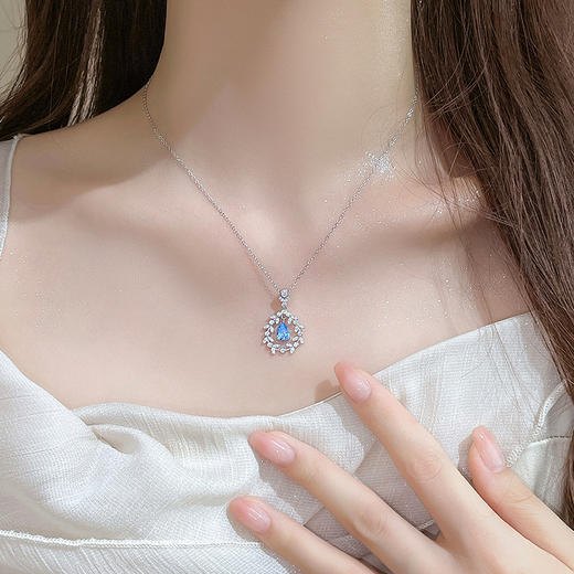 【麦穗】S925银灵动水滴微镶锆石项链【JHY-N001343B】 商品图2