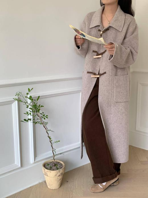 【YW】无忧购韩系小清新木牛角扣翻领双面羊毛大衣98311（截单后7天发货) 商品图4