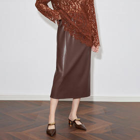 【高货wl】全新升级【铂金会员220/天猫289/差价69】(22334)直筒复古皮半身裙秋冬新款气质精致柔软蛋白PU皮裙