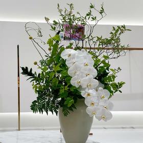 前台花瓶插花绿色系