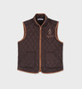 Sporty & Rich - Vendome Quilted Riding Vest - Chocolate/Tan - 女装 - 背心 - 巧克力色/棕褐色 商品缩略图0