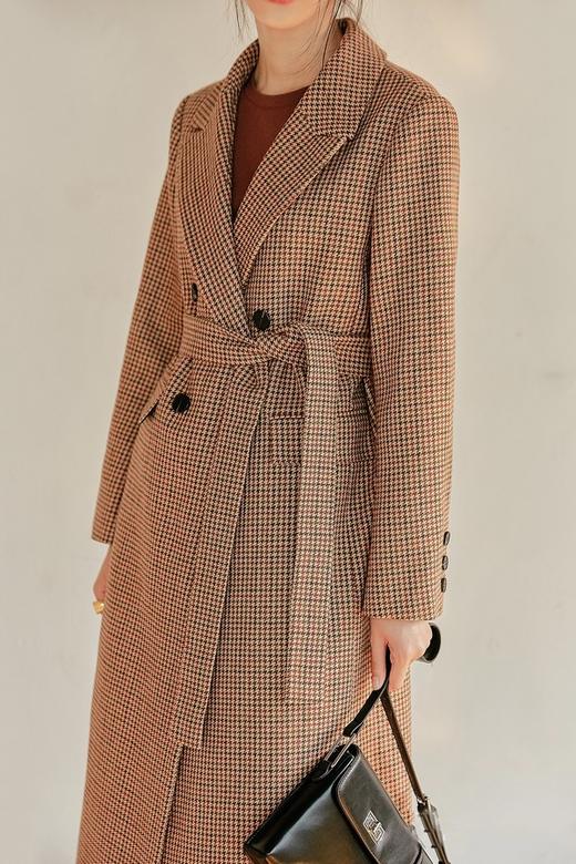 韩都衣舍/Handu Group 韩版格纹长款双排扣西装外套 15132 商品图2