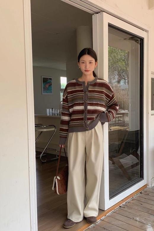 Kai & Kiera 复古撞色条纹针织外套 19531 商品图3