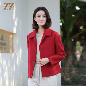 佐尔美冬季新款 经典简约短款羊毛呢大衣外套女E34ZD16