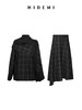 HIDEMI 进口色织格纹厚款羊毛可拆卸围巾设计感多穿式不对称剪裁外套衬衫半裙套装 商品缩略图8