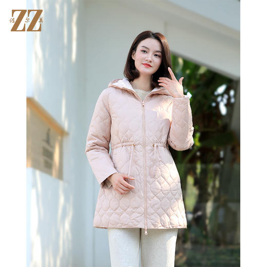 佐尔美冬季新款 双面穿连帽蜂窝格松紧腰羽绒服外套女E34YY03 商品图1