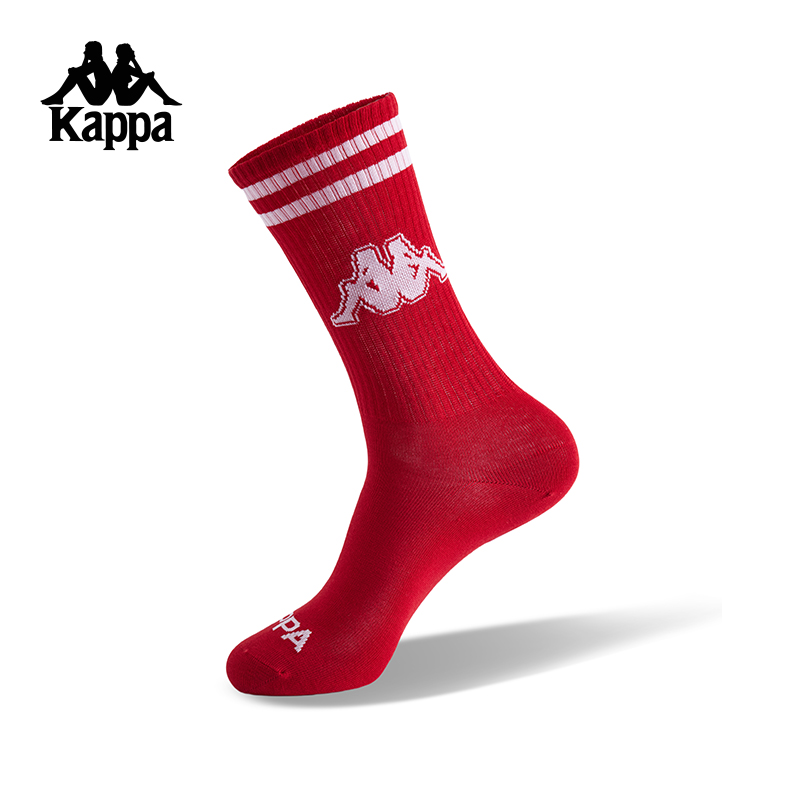 Kappa卡帕背靠背复古运动长筒袜男2024新年红休闲高腰跑步袜子女款K0F28WG86