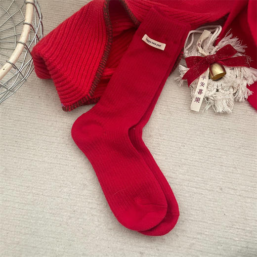 【新年到！本命年穿红袜】蛇年本命年红袜子女秋冬中筒新年袜羊绒女袜圣诞袜厚款堆堆袜可爱。ry 商品图7