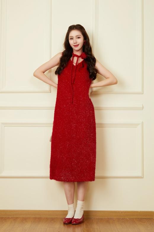 SIA SAYLOR 节日时髦款红色金丝连衣裙 19526【不含飘带】 商品图0