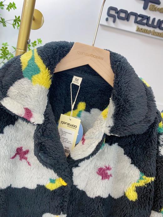 松植屋冬季女款《相融》珊瑚绒加厚长袖睡衣家居服套装 商品图7