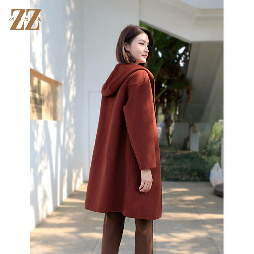 佐尔美冬季新款 气质连帽羊毛双面呢中褛外套女E34SM13 商品图4