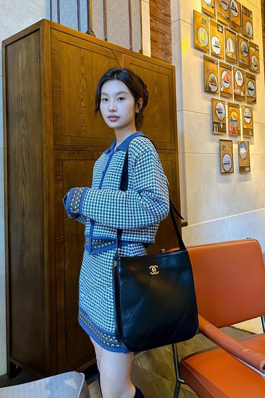 LNNNS 撞色翻领千鸟格开衫半裙针织套装 19528 商品图4