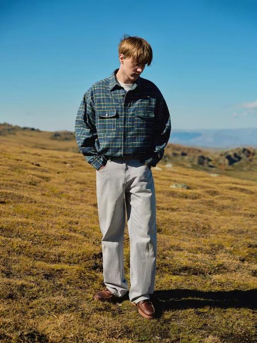 Evistub/E-4DCS999/日本面料蓝格厚织竹节刷毛贝壳扣翻领衬衫 商品图2