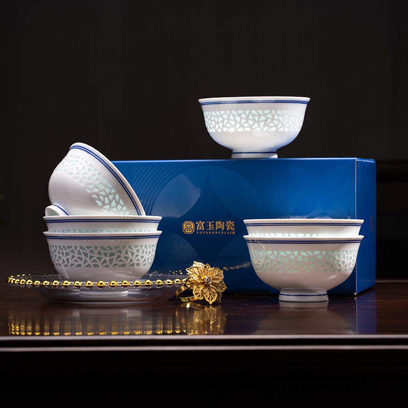 人气餐具 | 富玉陶瓷 青花玲珑晴日饭碗