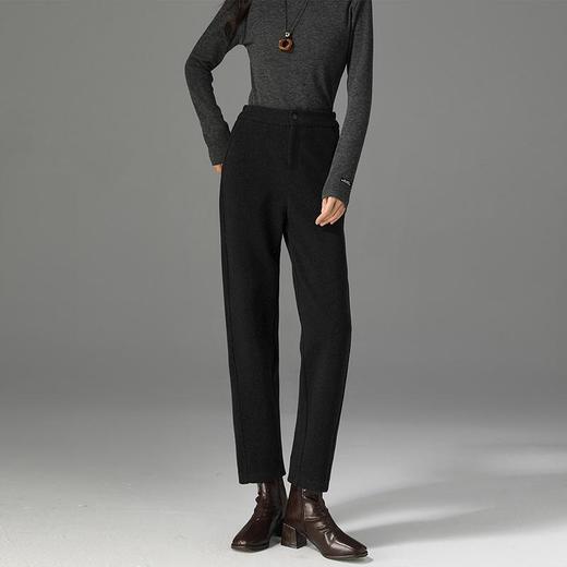 【高货xg】全新升级【铂金会员165/天猫219/差价54】(14954) 洛诗琳九分羊毛裤女2024冬季新款休闲百搭时髦宽腿镰刀裤 商品图3