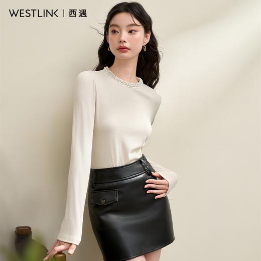 贵气优雅钉珠圆领高级感针织衫女气质宴会百搭打底衫V3842703 商品图6