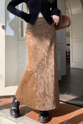 ANSUABEL 美拉德高级感加绒包臀皮半裙 19517