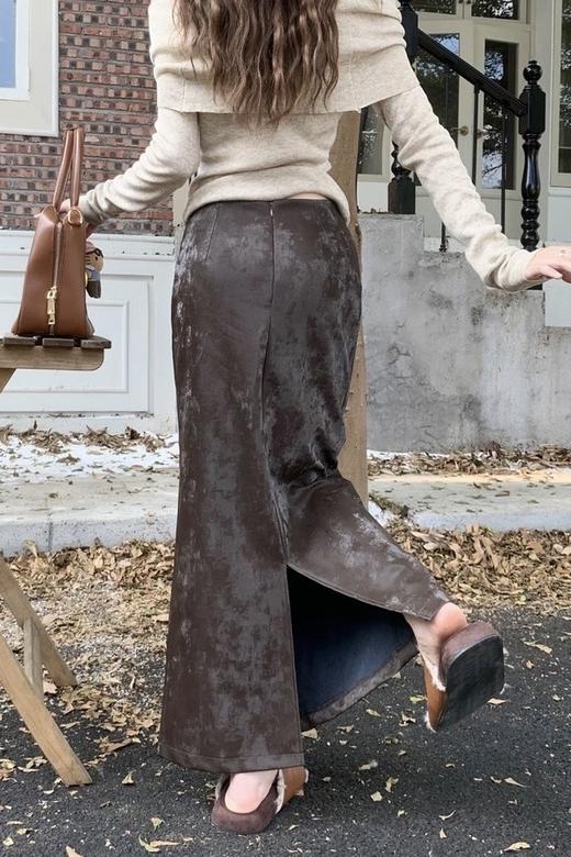 ANSUABEL 美拉德高级感加绒包臀皮半裙 19570 商品图4