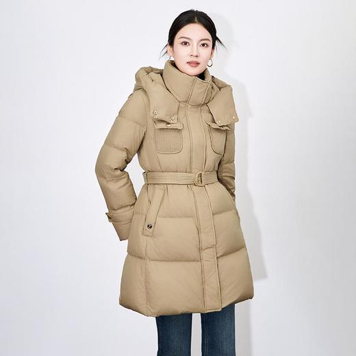 【高货wl】全新升级【铂金会员735/天猫999/差价264】(03208)洛诗琳新款保暖加厚连帽羽绒服高级感白鸭绒中长款外套 商品图1