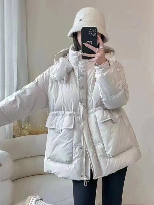【YW】无忧购韩系ins百搭连帽休闲小个子收腰显瘦中长款羽绒服24031# 商品图2