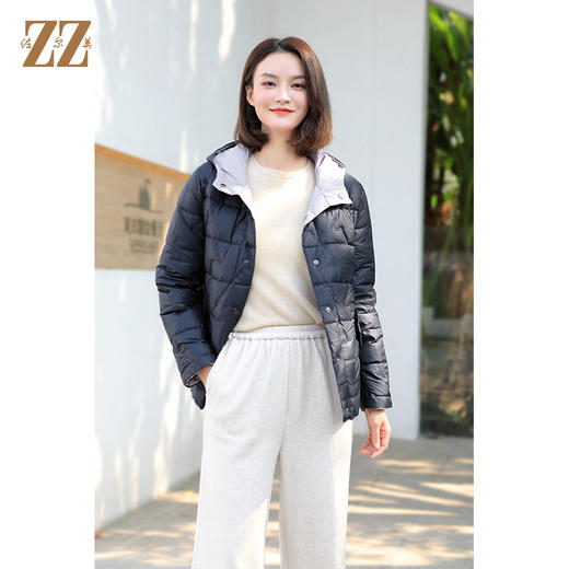 佐尔美短款双面穿减龄气质连帽羽绒服女E34YY45 商品图3