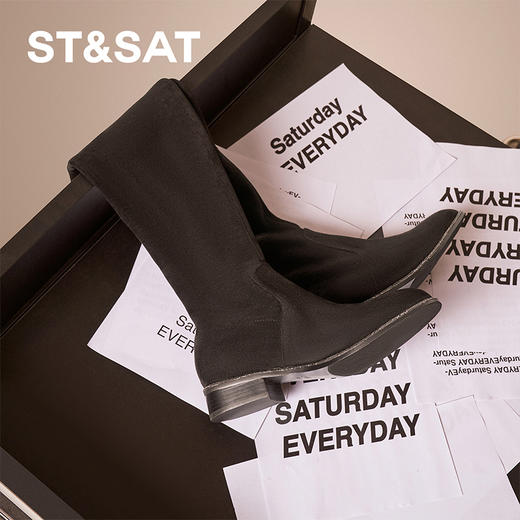 星期六钻条沿边显瘦高筒过膝长靴SSC4117343 商品图7